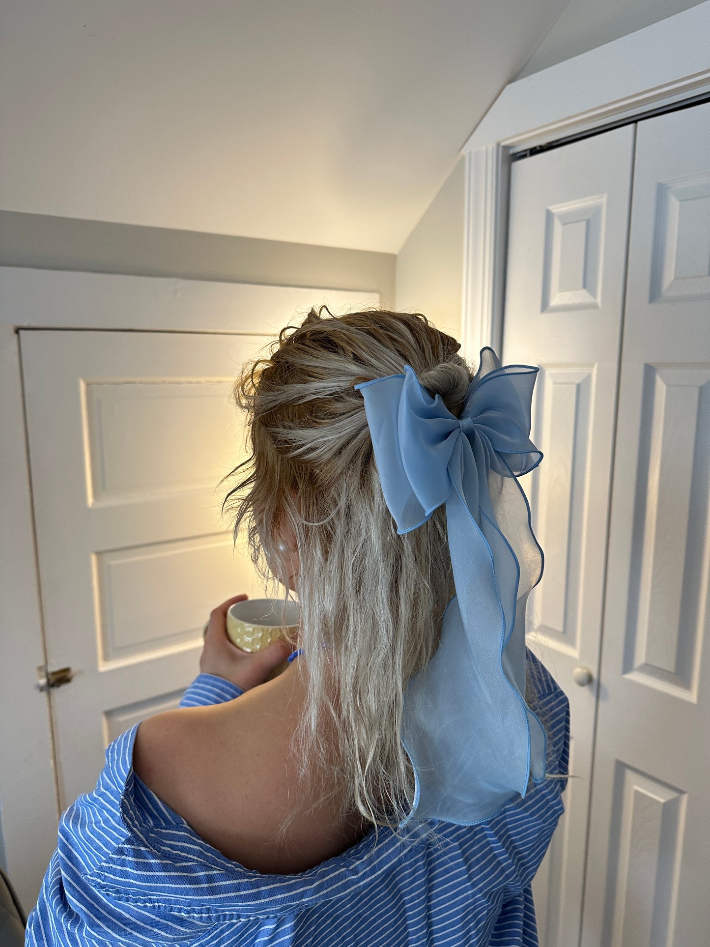 Light Blue Sheer Organza Hair Ribbon