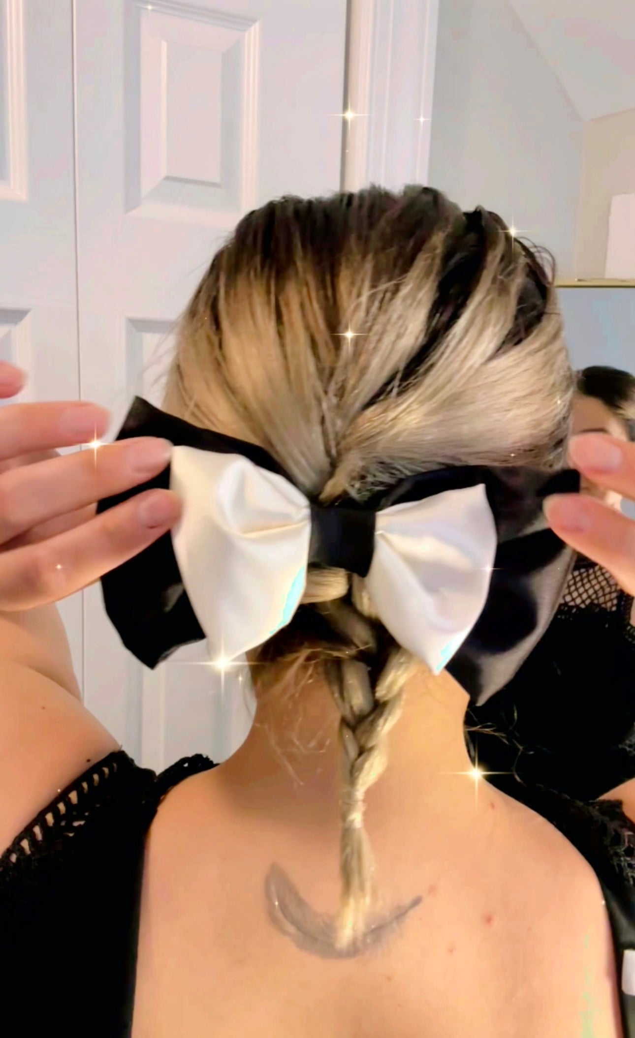Handmade Black&White Satin Bow Clip | Statement Hair Accessory | Statement Accessory | Satin French Barette Clip
