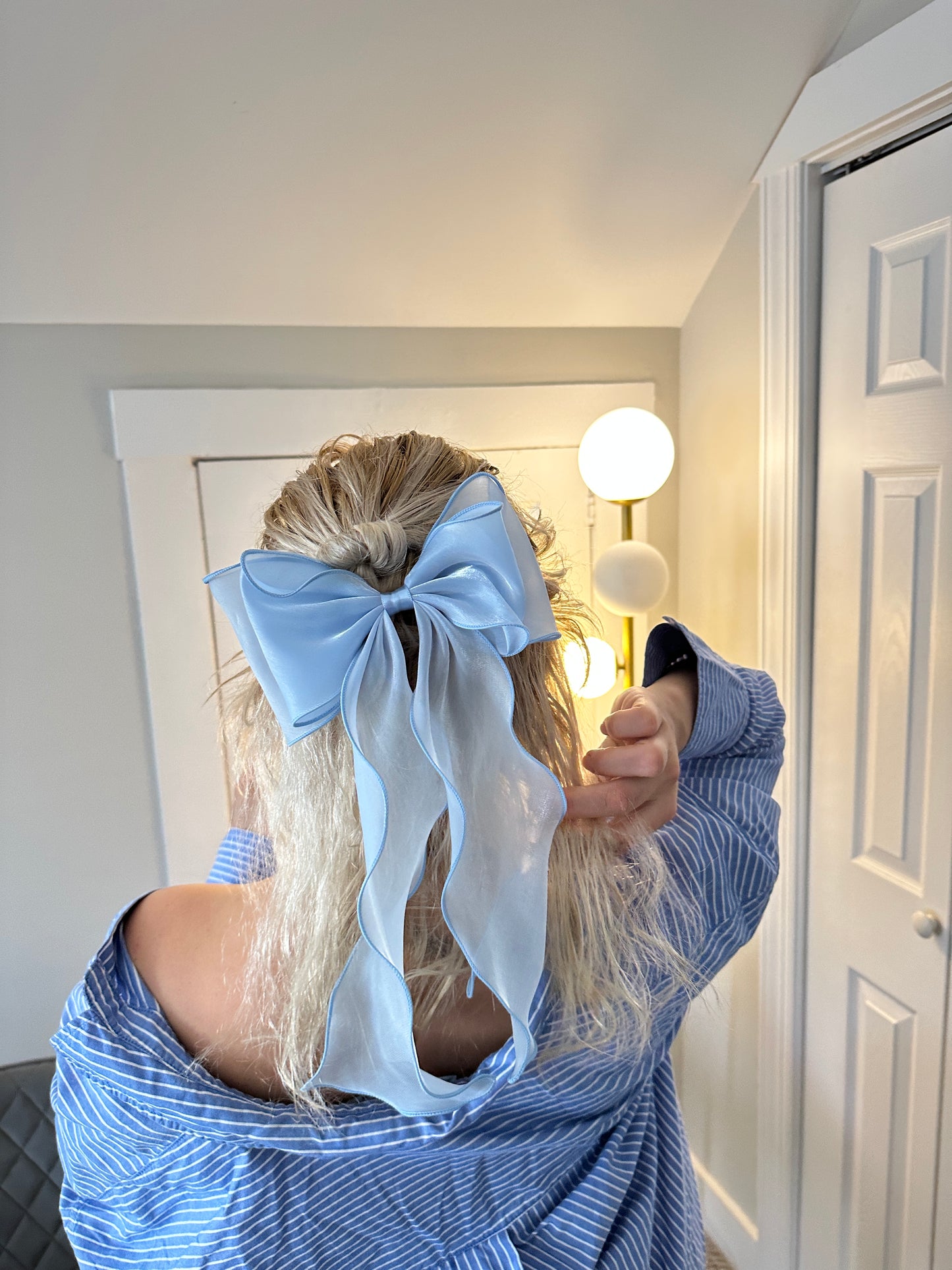 Light Blue Sheer Organza Hair Ribbon