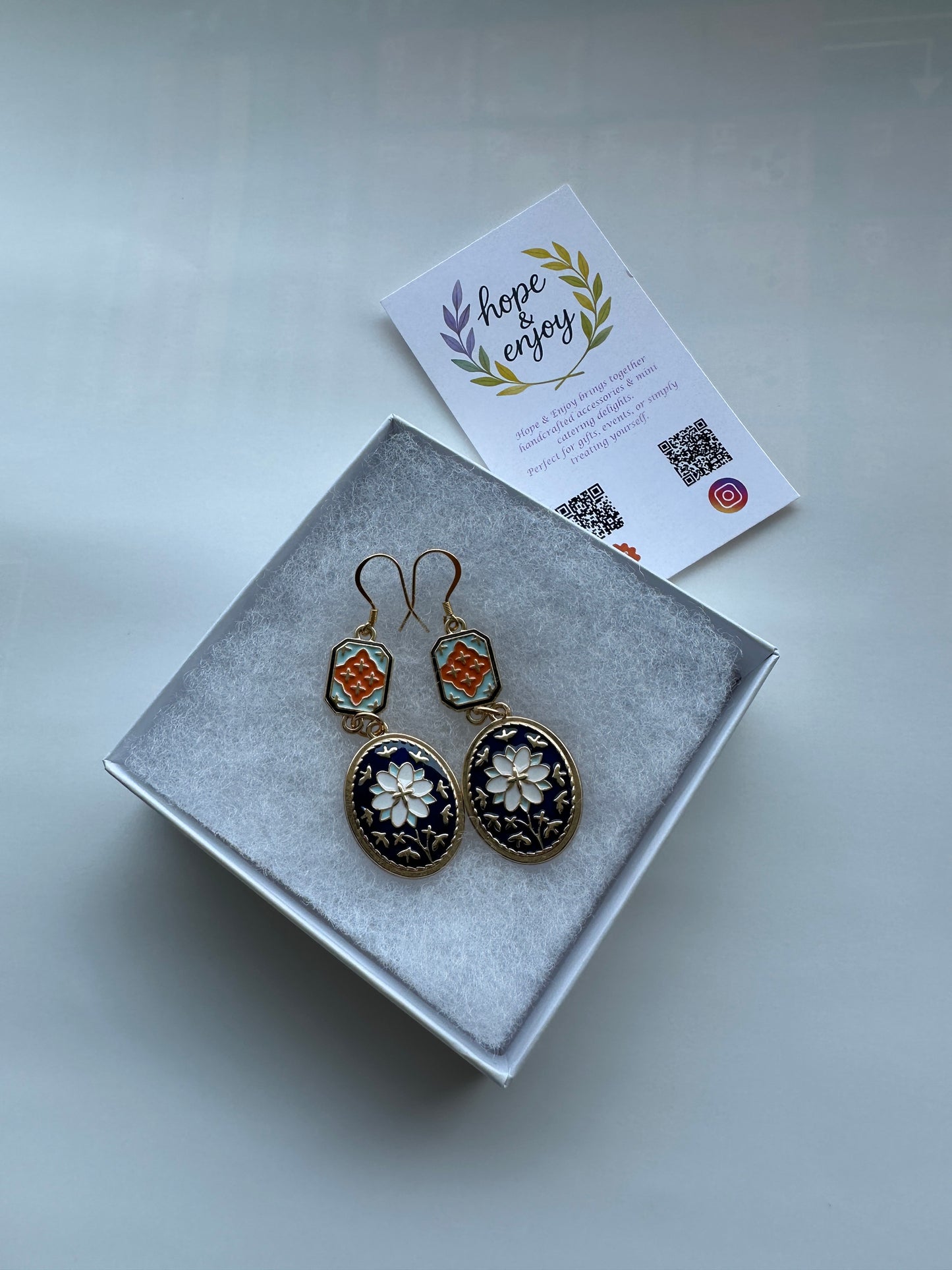 14k Gold Plated Floral Earrings | Ottoman Inspired Enamel Jewelry