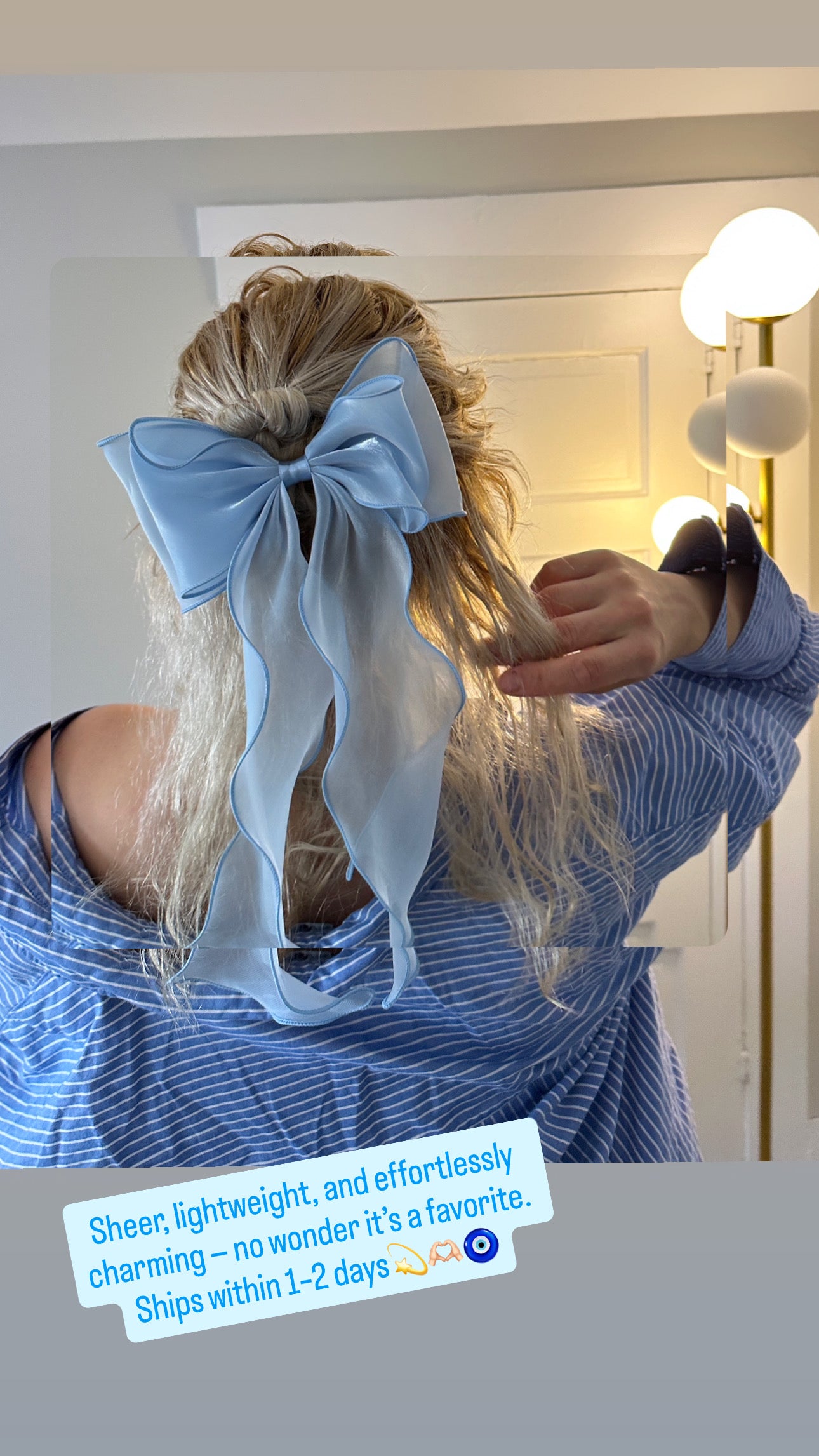 Light Blue Sheer Organza Hair Ribbon