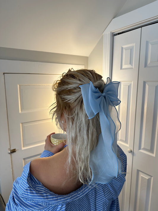 Light Blue Sheer Organza Hair Ribbon