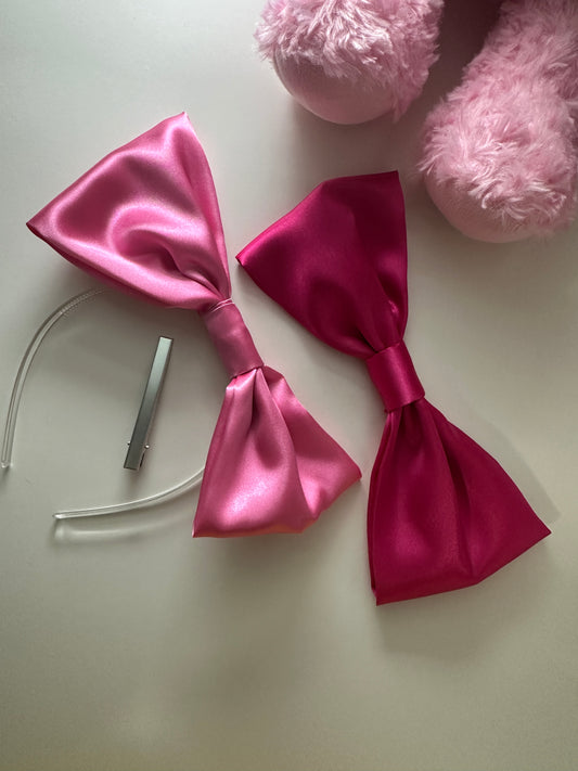 Giant Satin Ribbon Bow Clip & Headband All in One Set