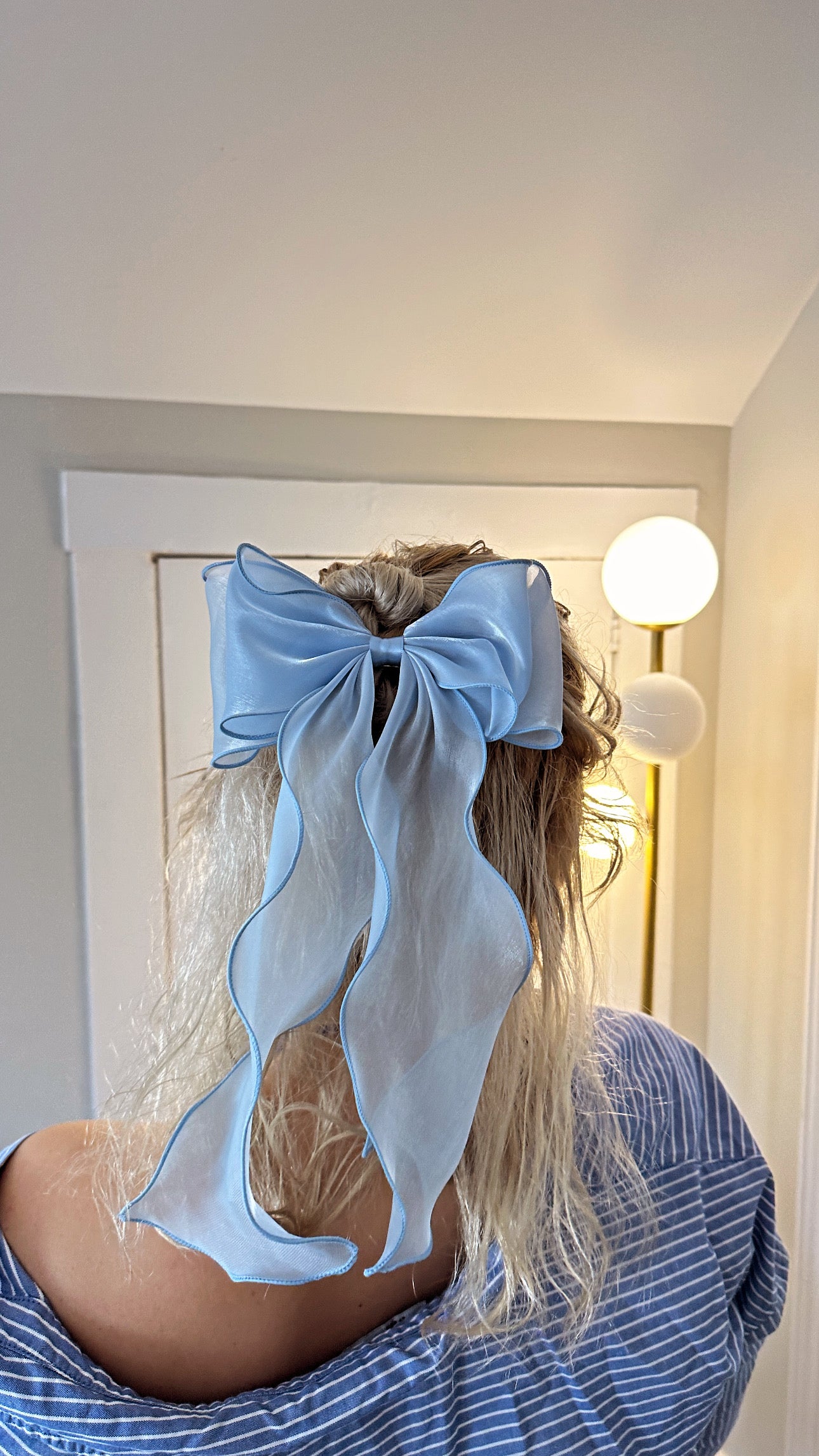 Light Blue Sheer Organza Hair Ribbon