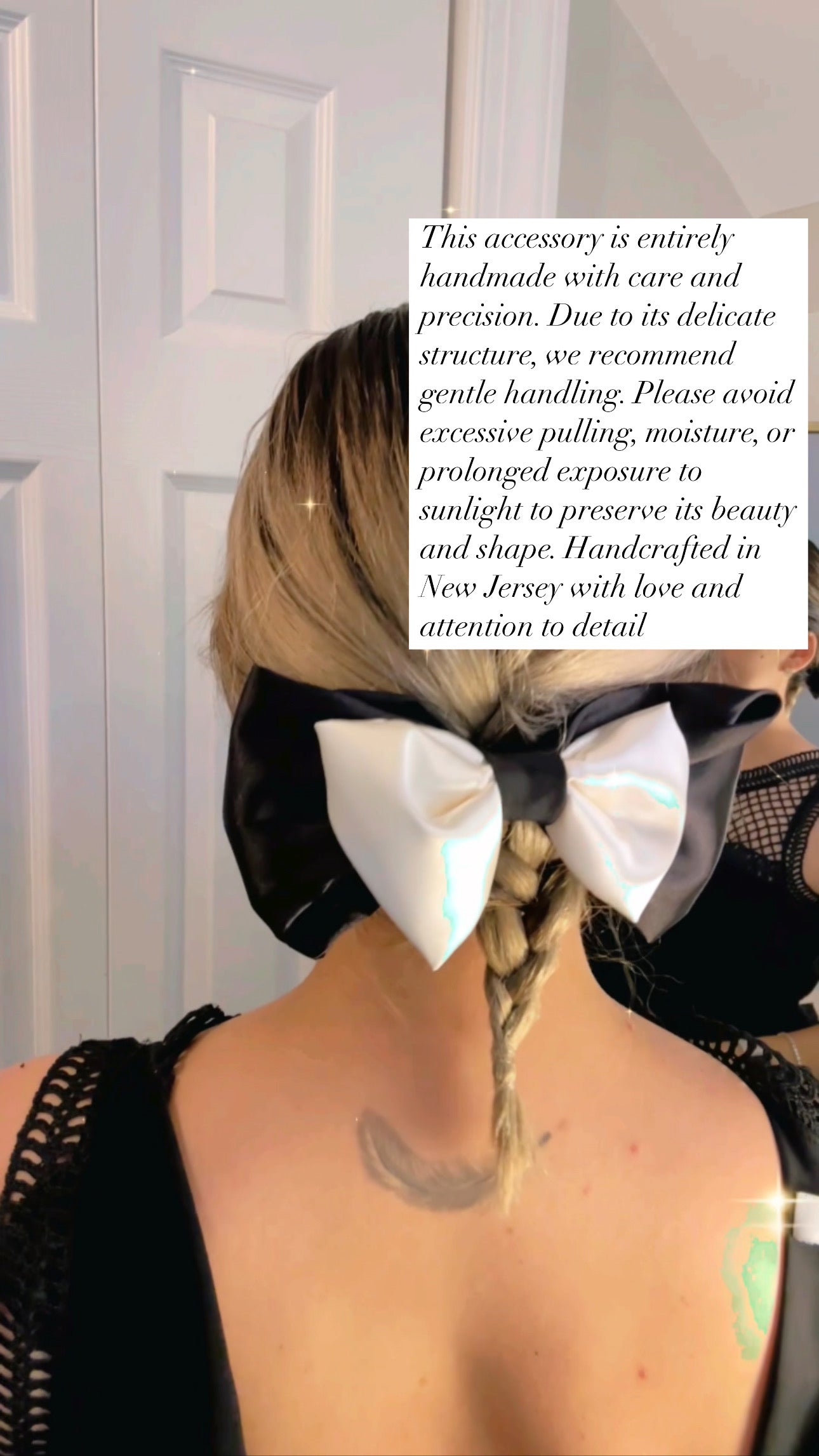 Handmade Black&White Satin Bow Clip | Statement Hair Accessory | Statement Accessory | Satin French Barette Clip