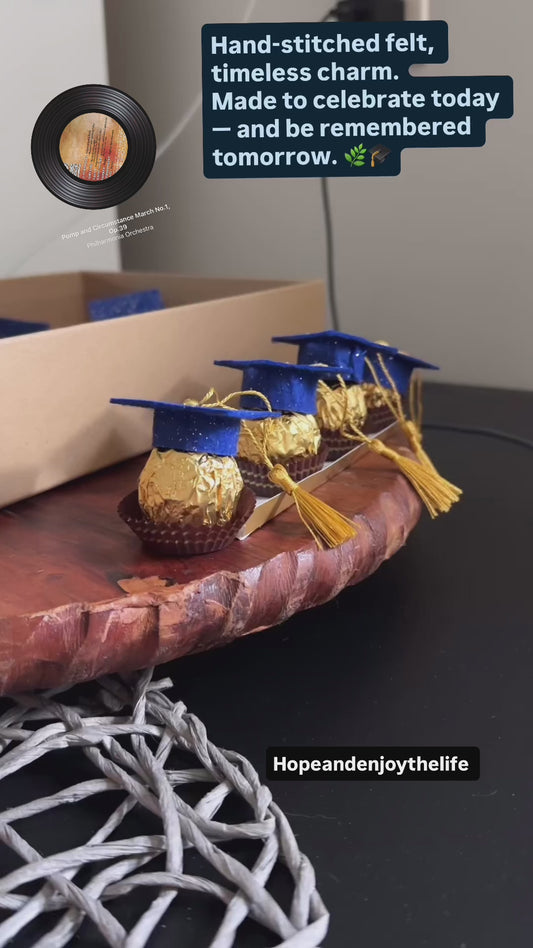 Handmade Graduation Cap Chocolate Toppers Party Favor Gift Ready Set (12-50pcs)